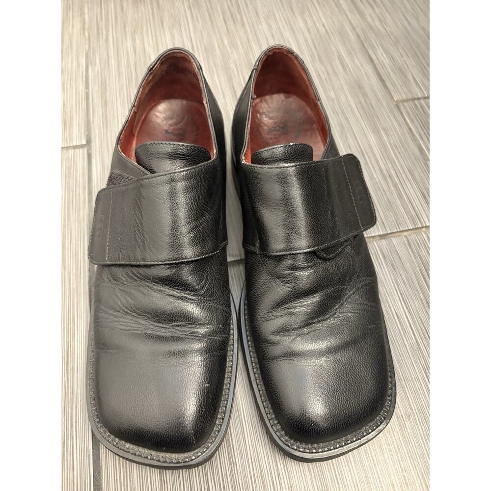 Think! Black Leather Slip-On Comfort Shoes
